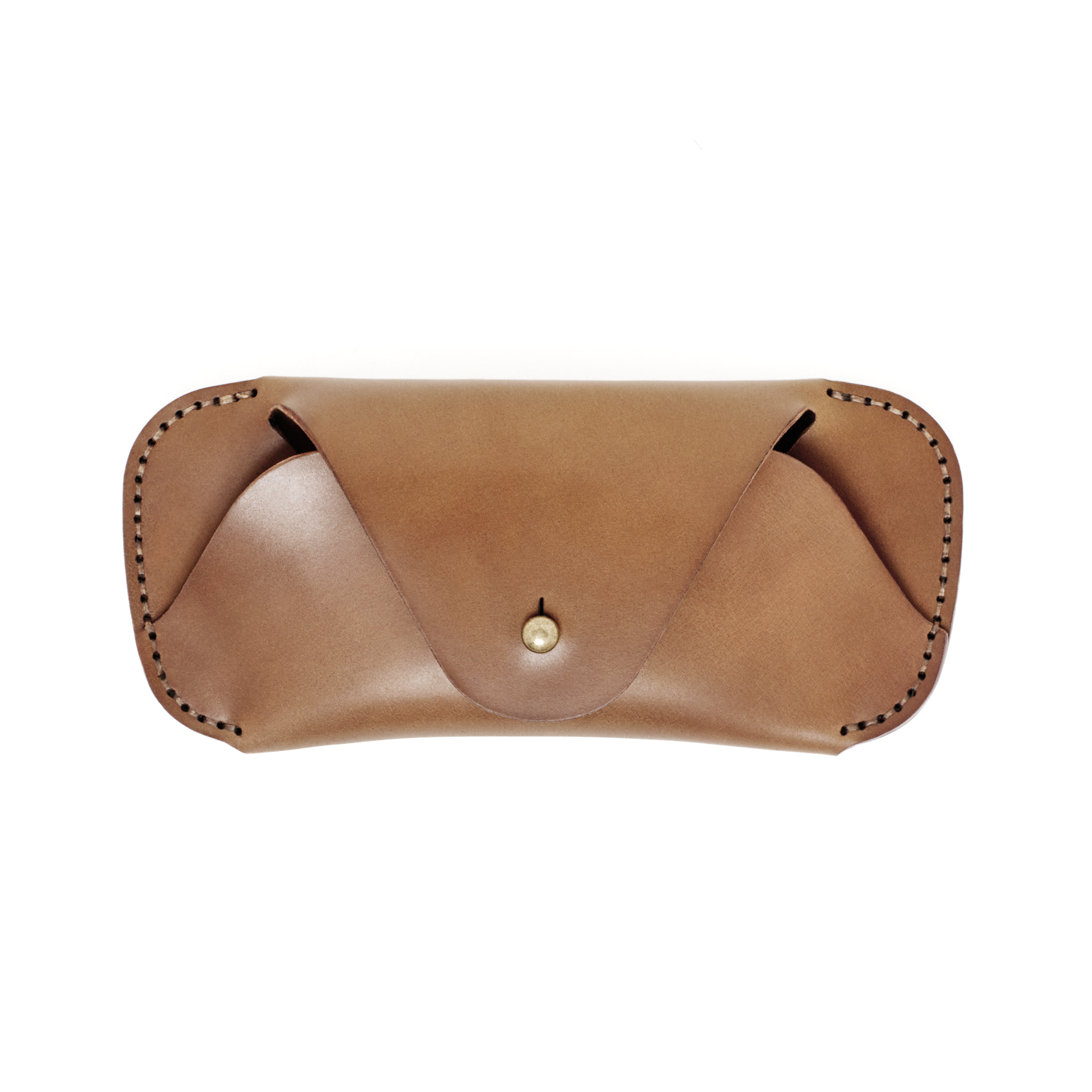 Front view of the MAKR Cordovan Eyewear Sleeve V3 HS in Natural Horween Shell Cordovan.