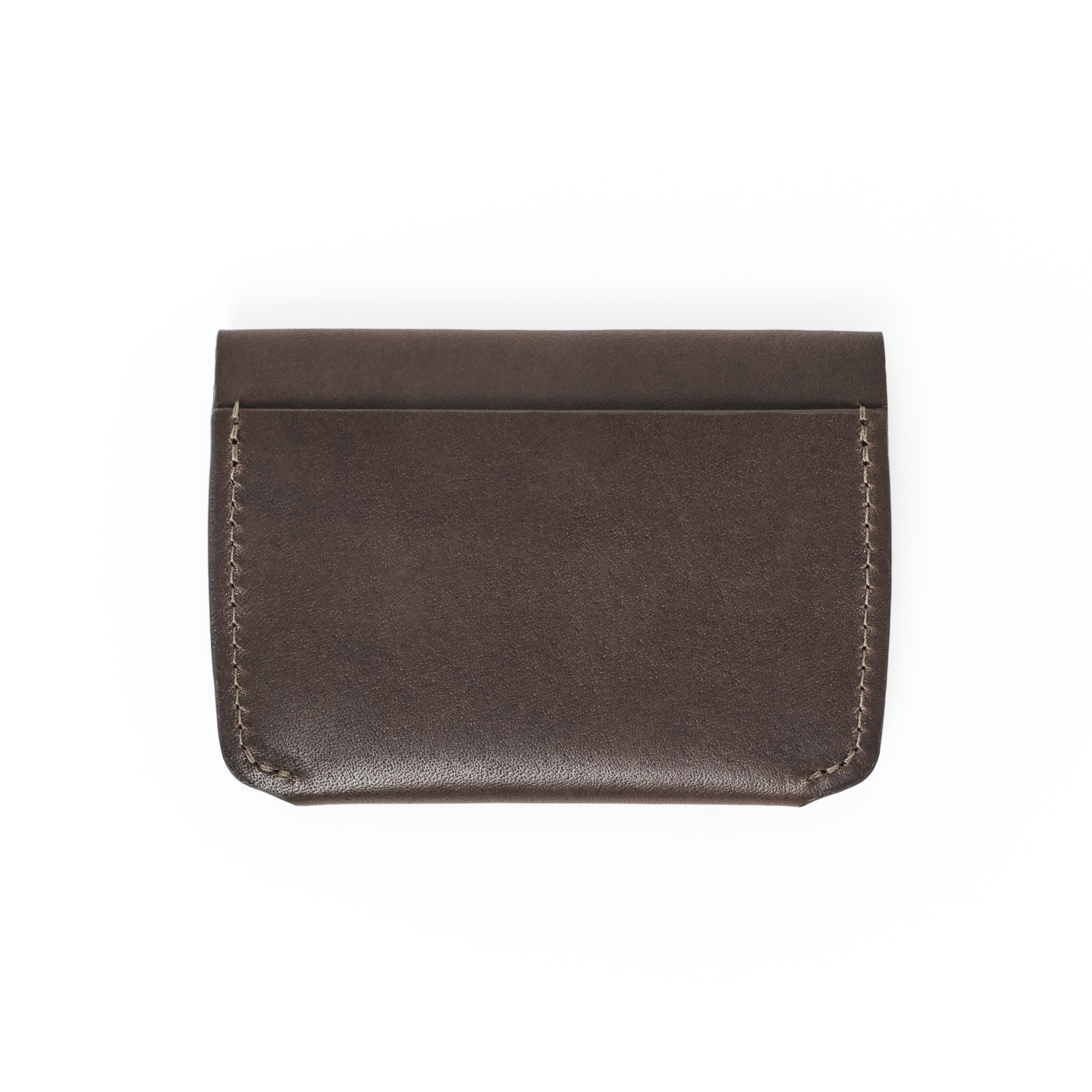 Back of the MAKR Flap Wallet PLUS V2 in Brown Horween Latigo leather.