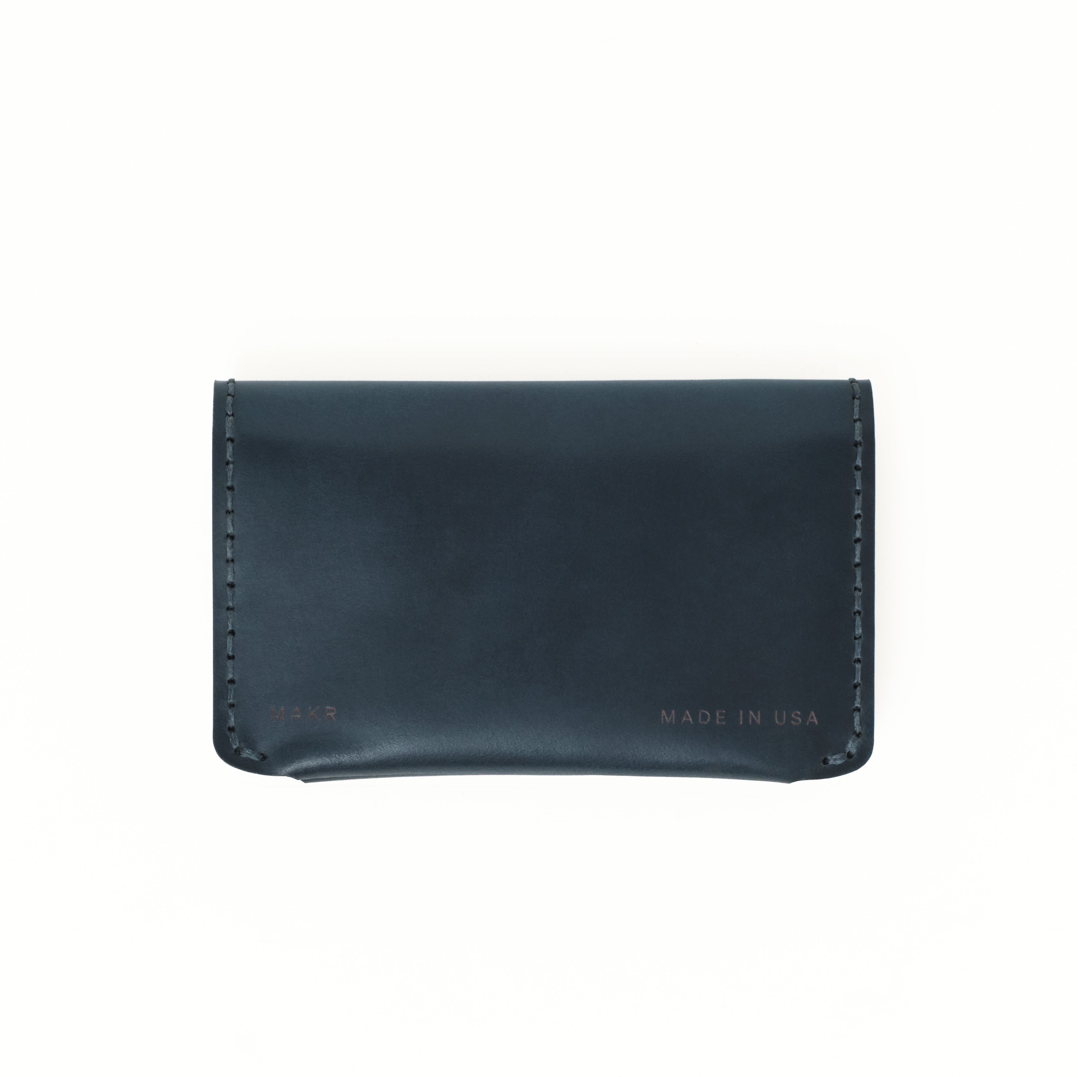 Back of the MAKR Horizon Three V2 (HS) in Navy Horween Shell Cordovan.