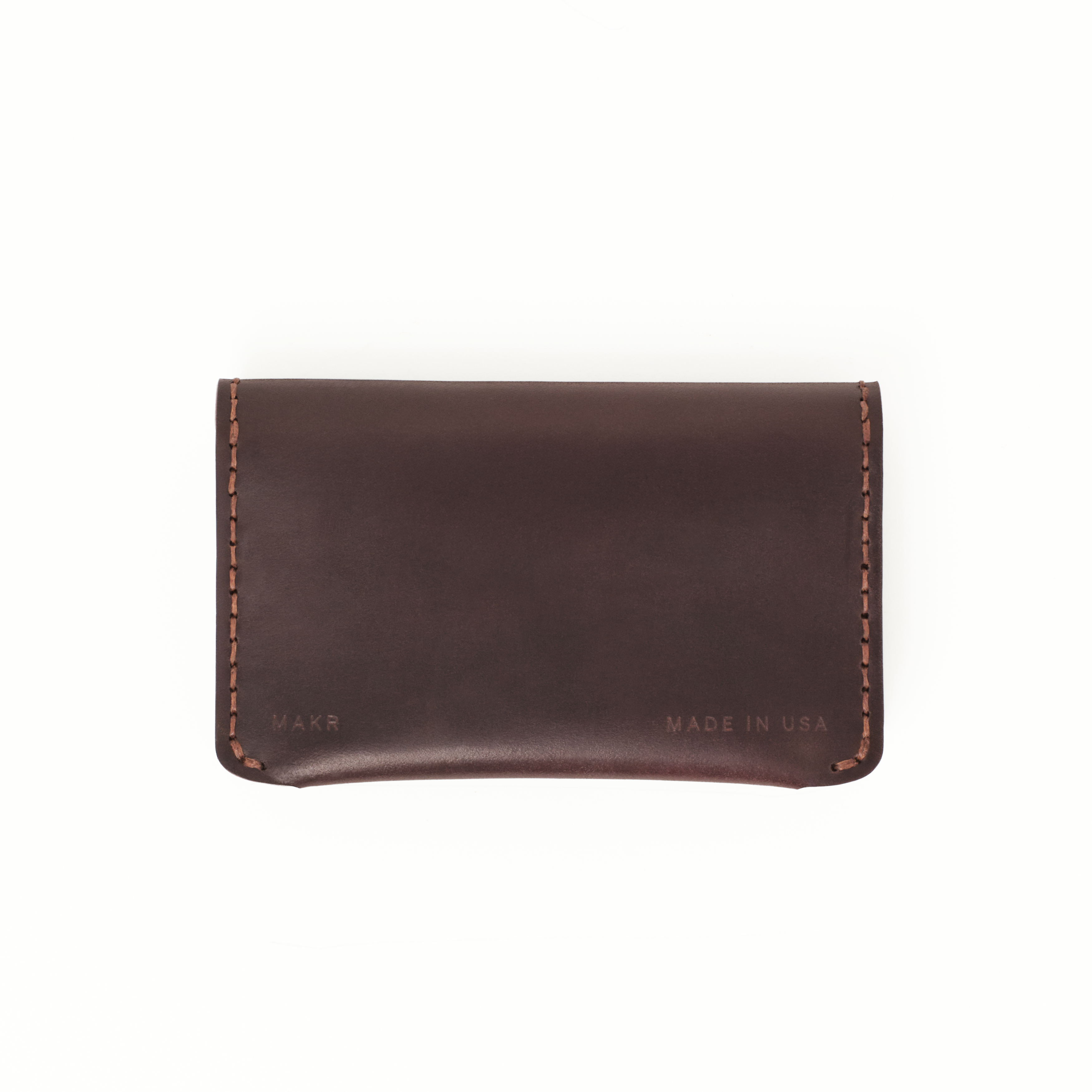 Back of the MAKR Horizon Three V2 (HS) in Ox Blood Horween Shell Cordovan.