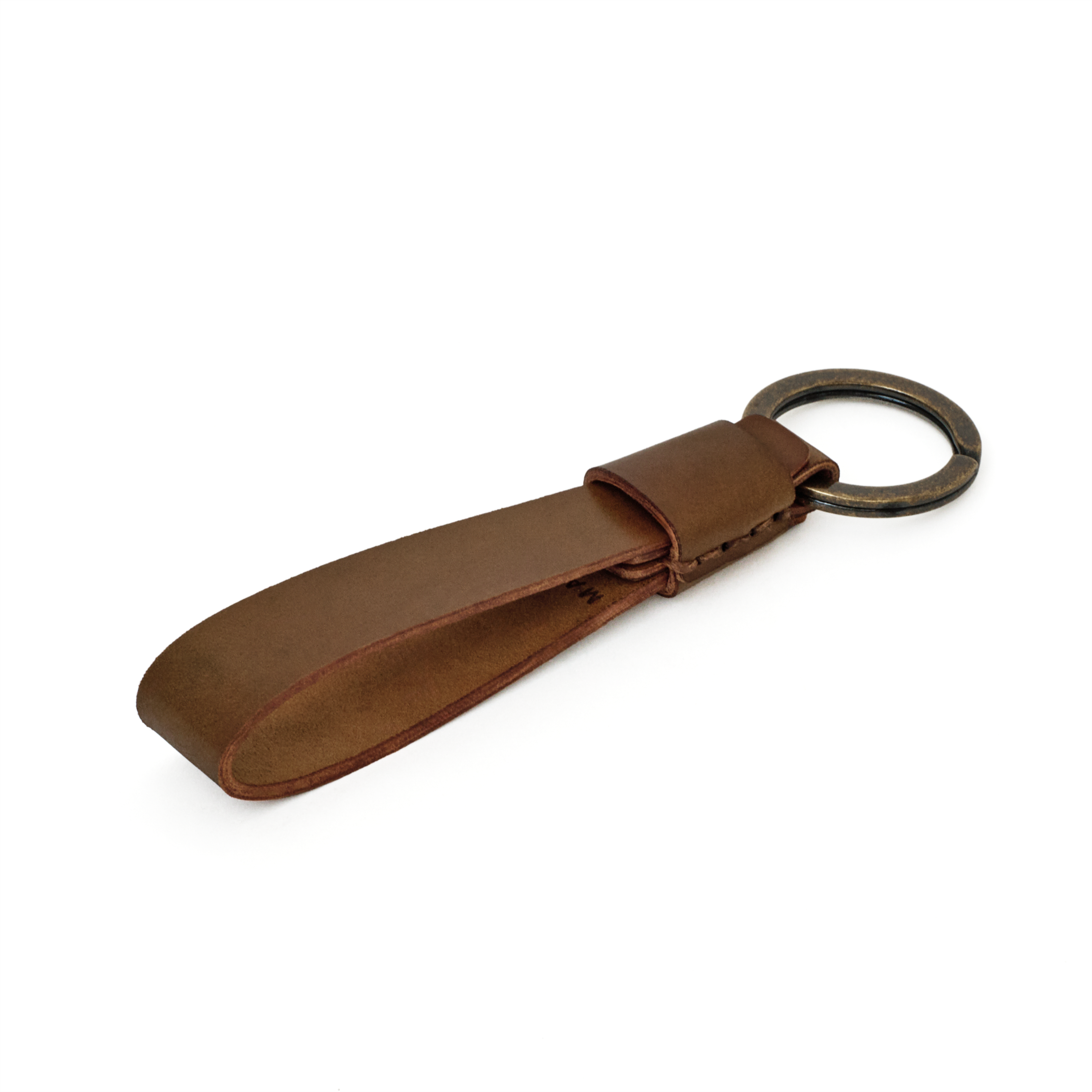 Back view of the MAKR Overlap Keychain in bourbon Horween shell cordovan.