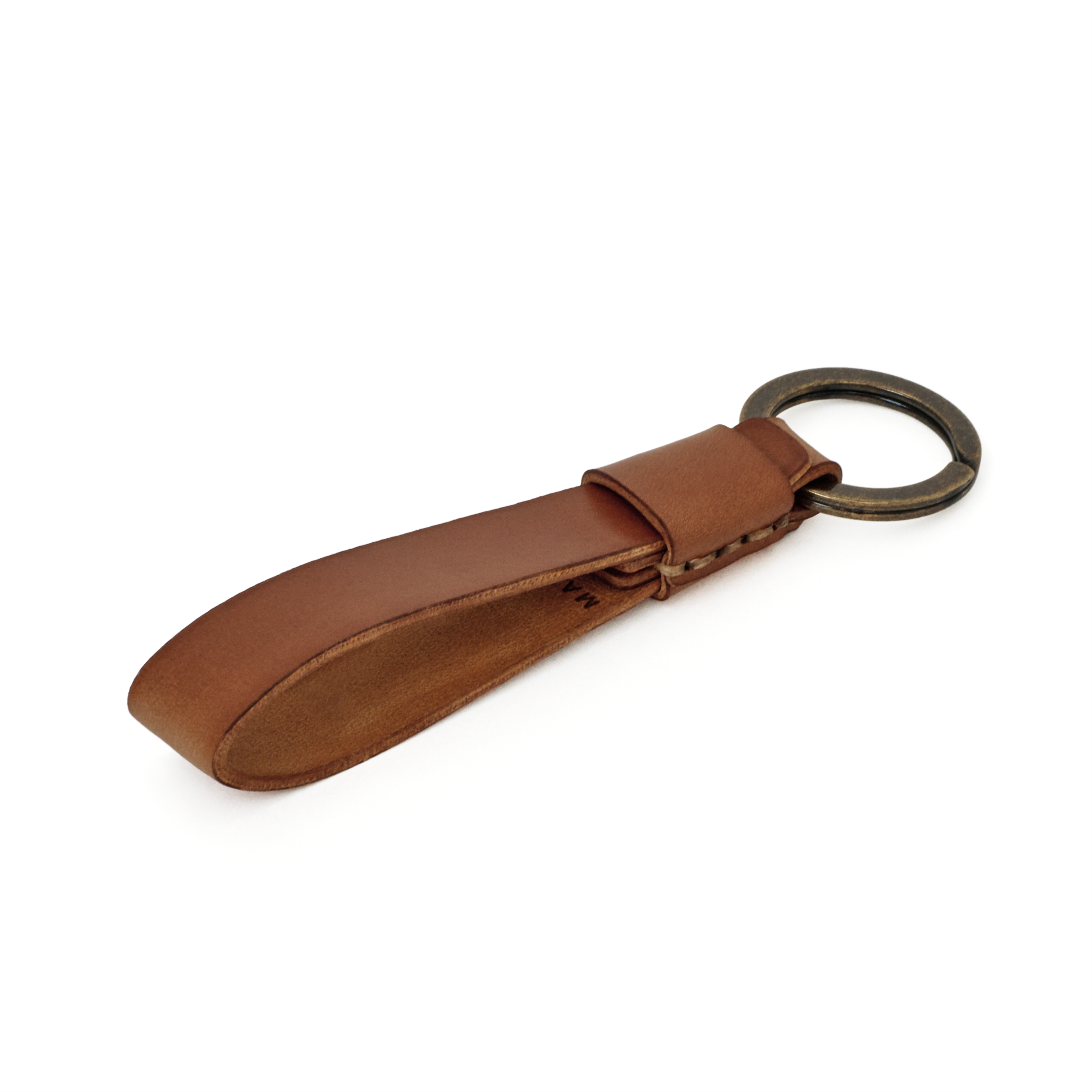 Back view of the MAKR Overlap Keychain in natural Horween shell cordovan.