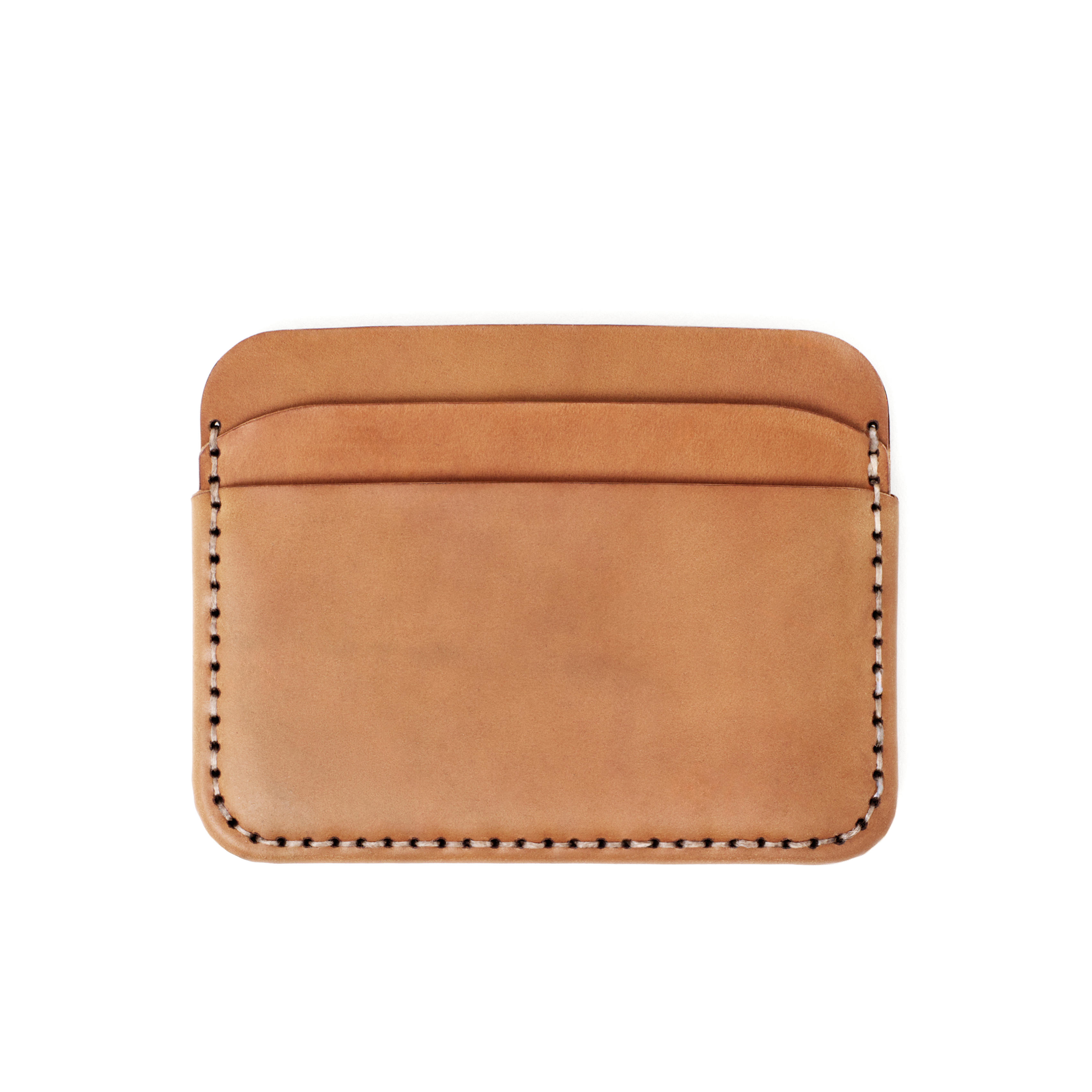 Front view of the MAKR Round Luxe PLUS Wallet in Natural Horween Shell Cordovan.