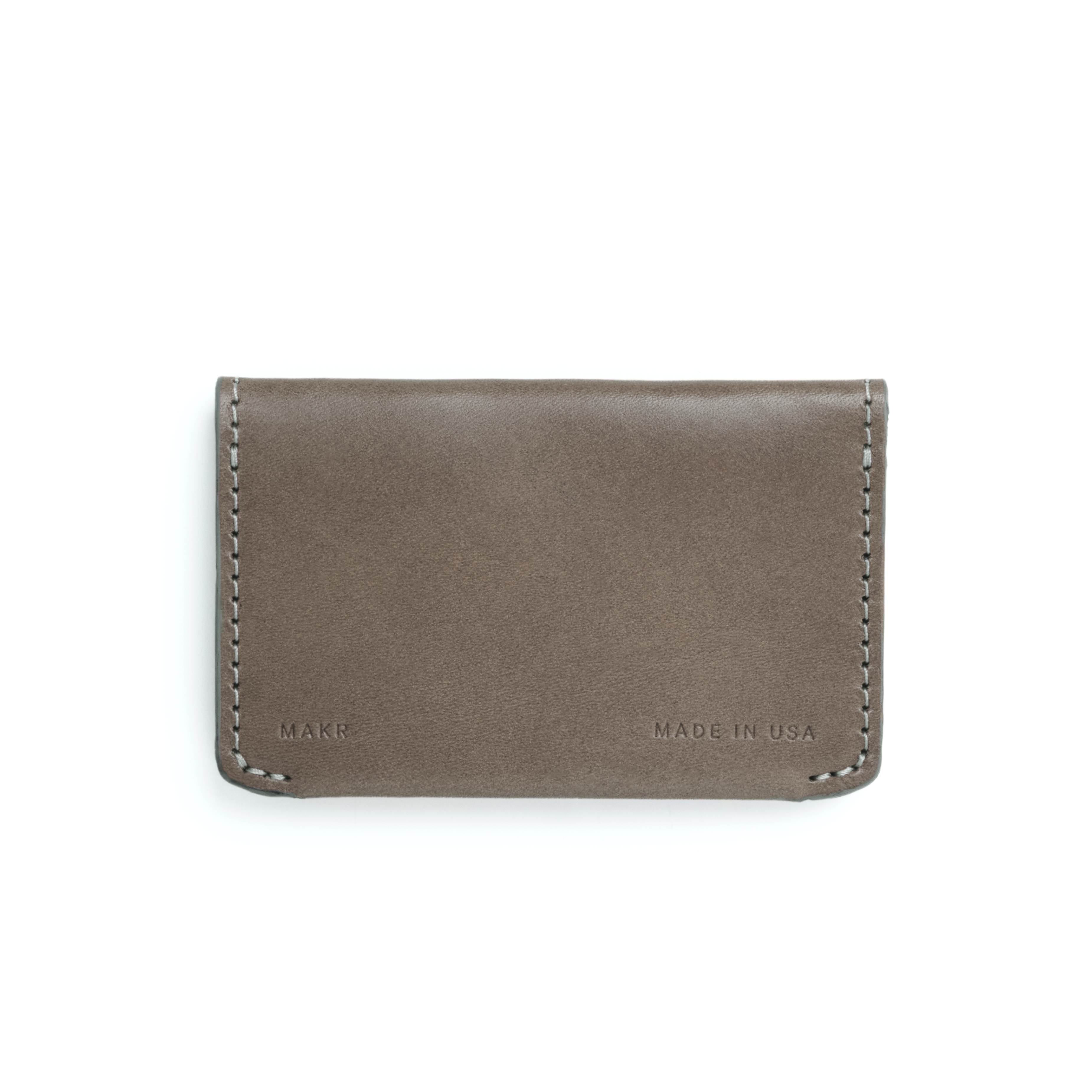 Back of the MAKR Horizon Three V2 Wallet in Charcoal Horween leather.