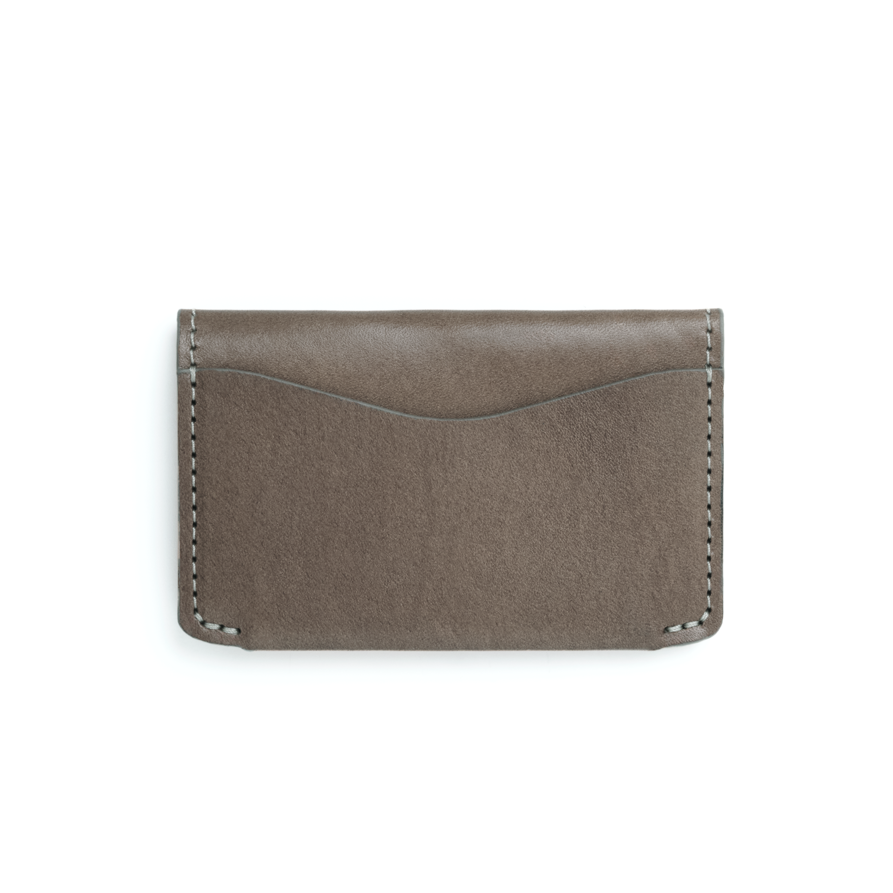 Front view of the MAKR Horizon Three V2 Wallet in Charcoal Horween leather.