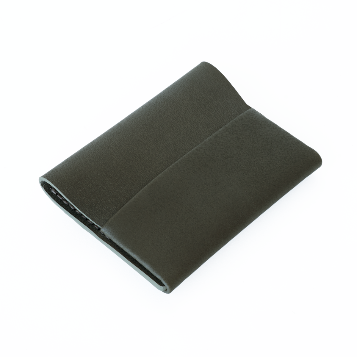 Folded Card Wallet in Smooth Leather - Black / Blue
