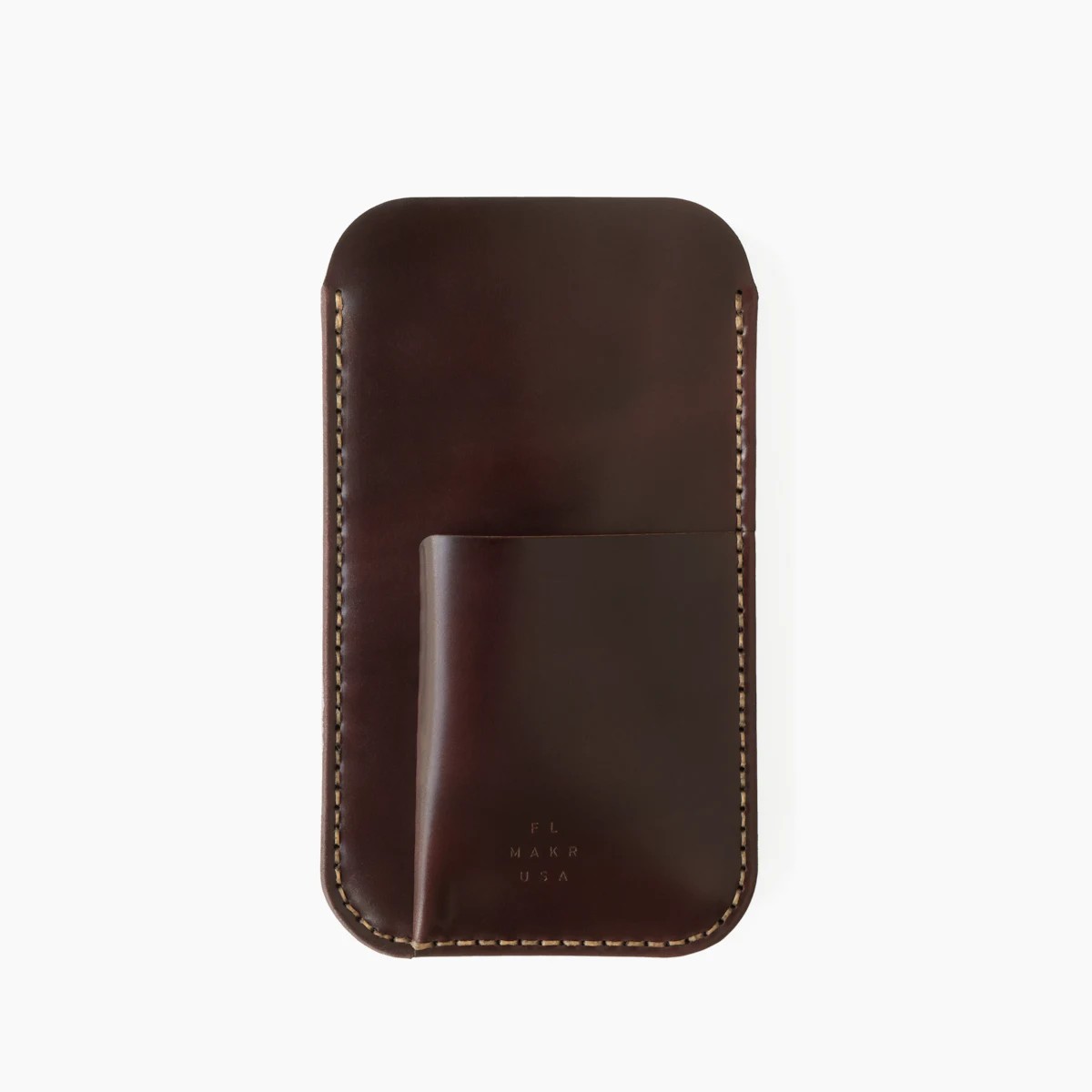 Cordovan iPhone Sleeve w/ Card Holder, Natural Shell Cordovan - MAKR Cordovan iPhone Sleeve w/ Card Holder, Natural Shell Cordovan - MAKR