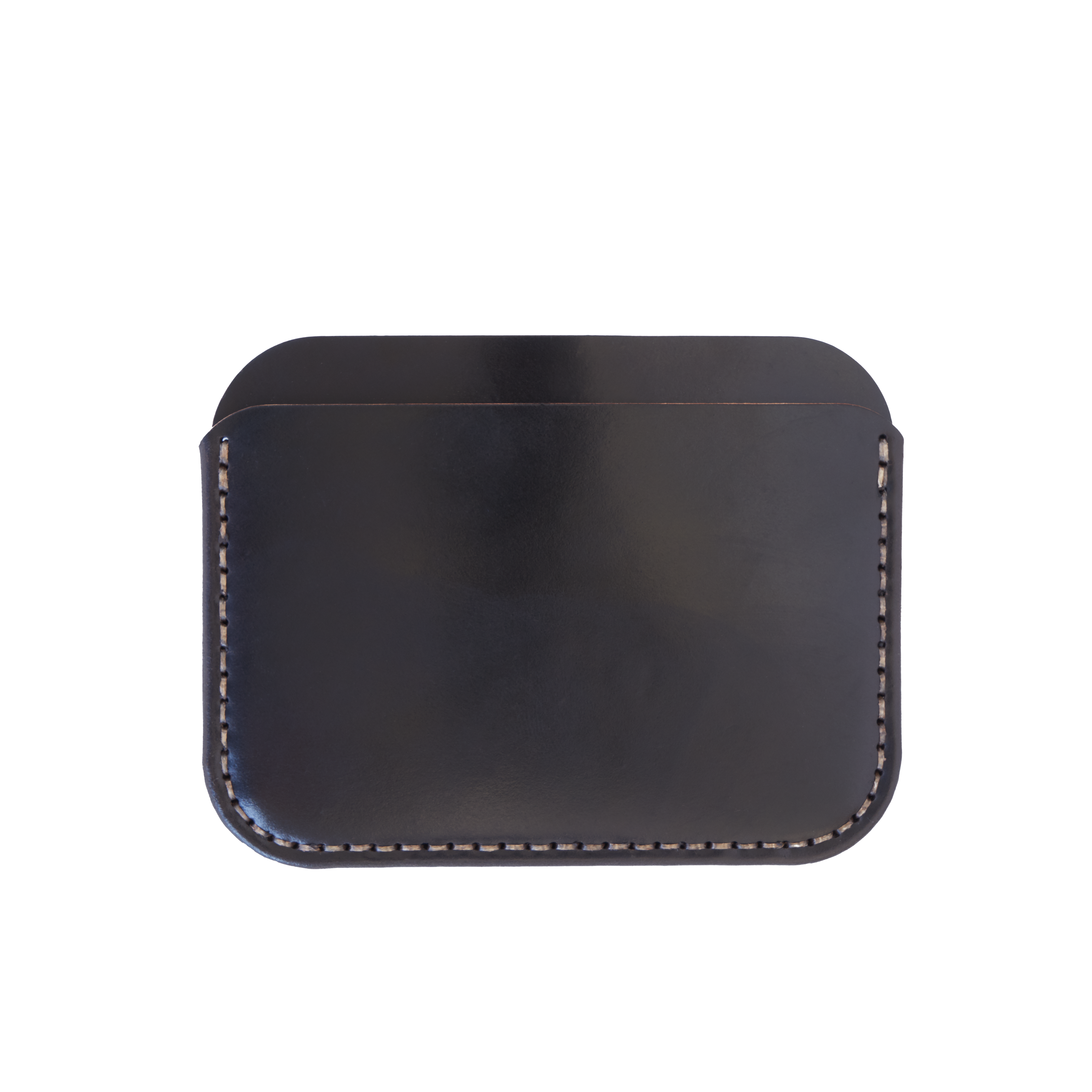 Front view of the MAKR Round Luxe Wallet in Dark Cognac Horween Shell Cordovan.