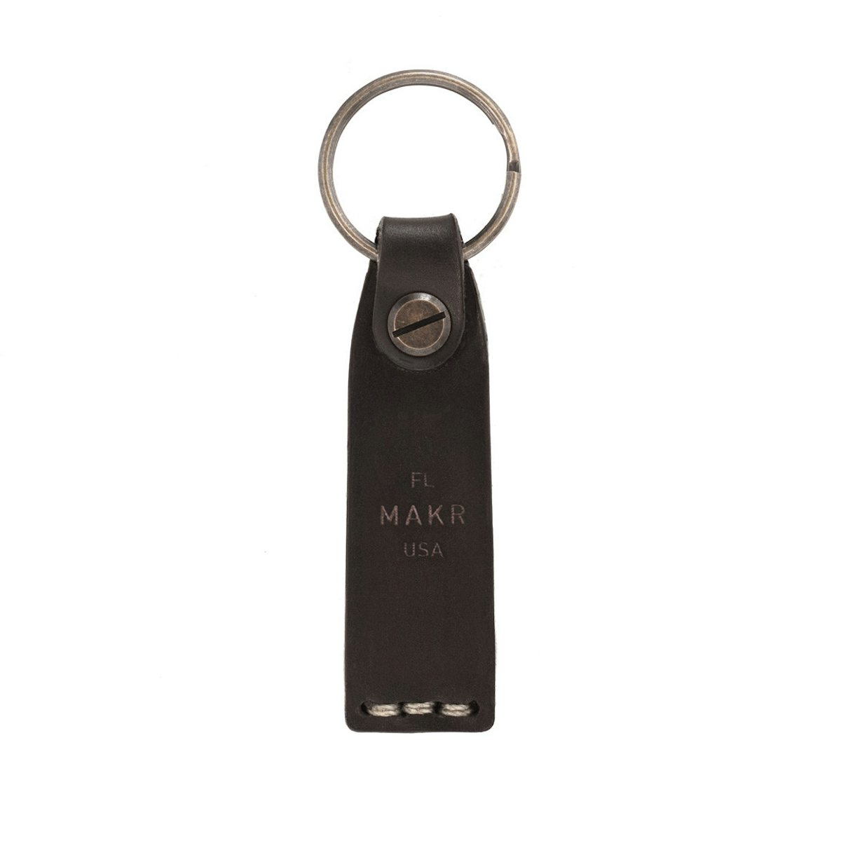 Navy Blue Leather Key Fob, Made in USA